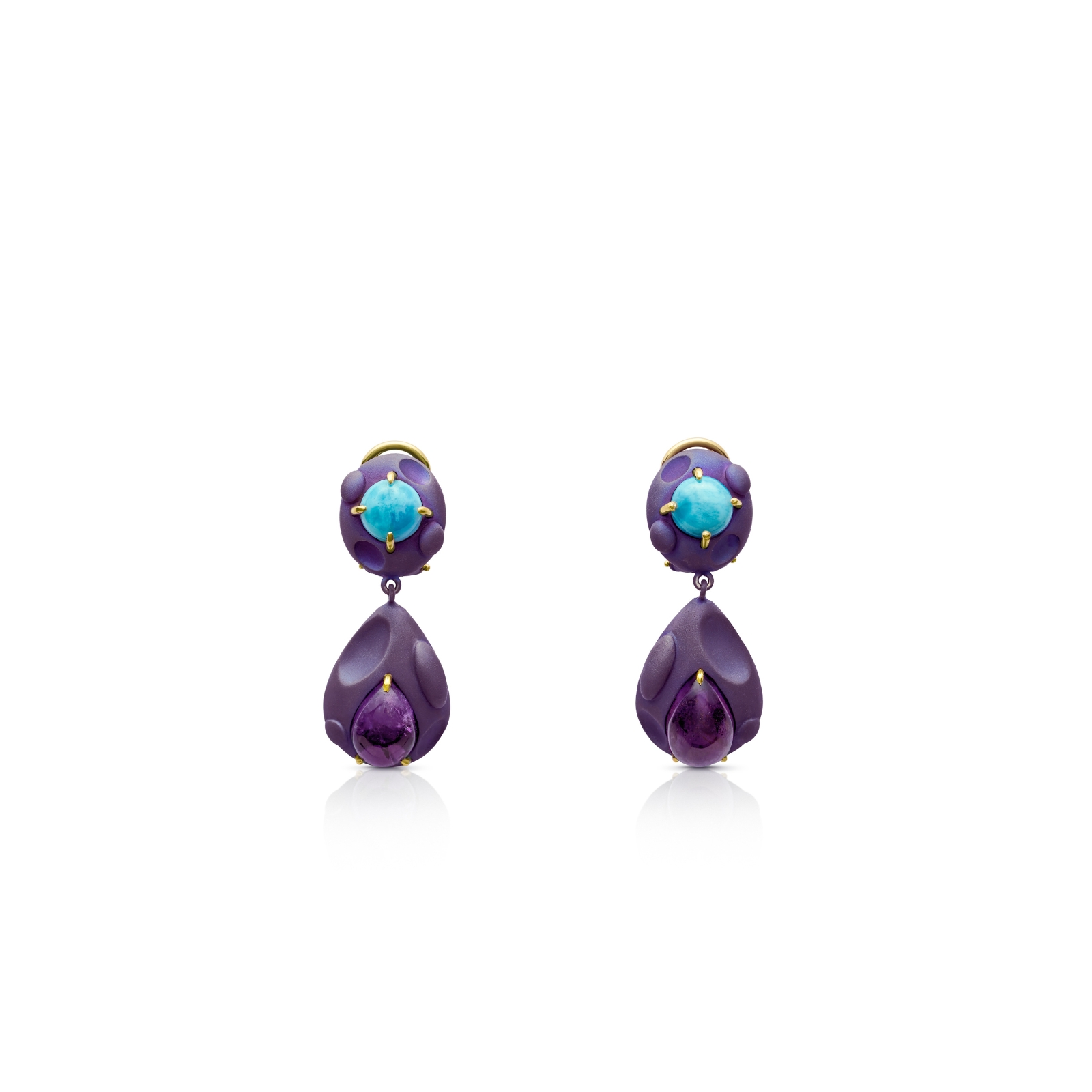 ARTTG44027 Stellar Cosmic Purple Larimar & Amethyst Drop Earrings - Image 1