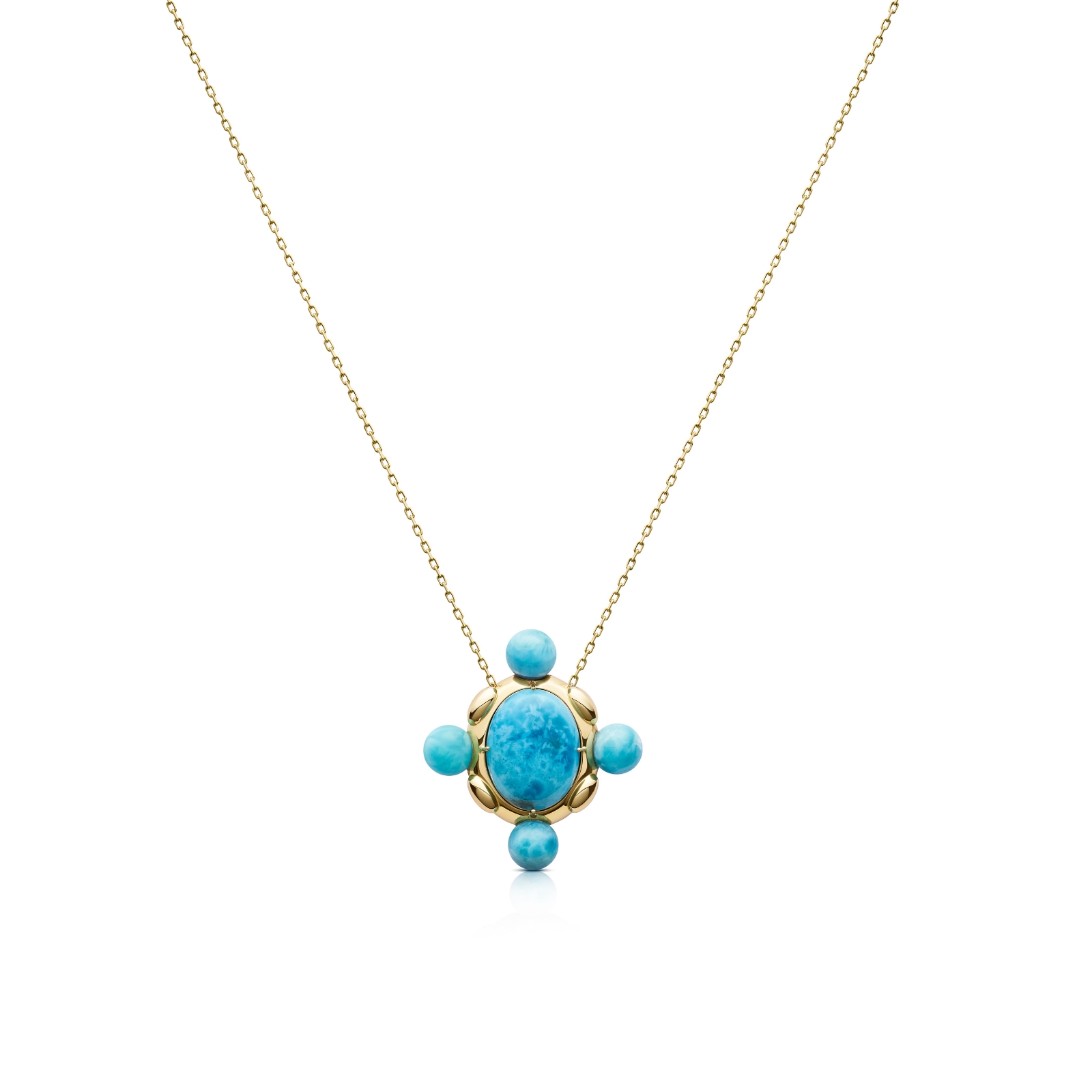 CO18K44201 Stellar Cross Larimar Necklace - Image 1