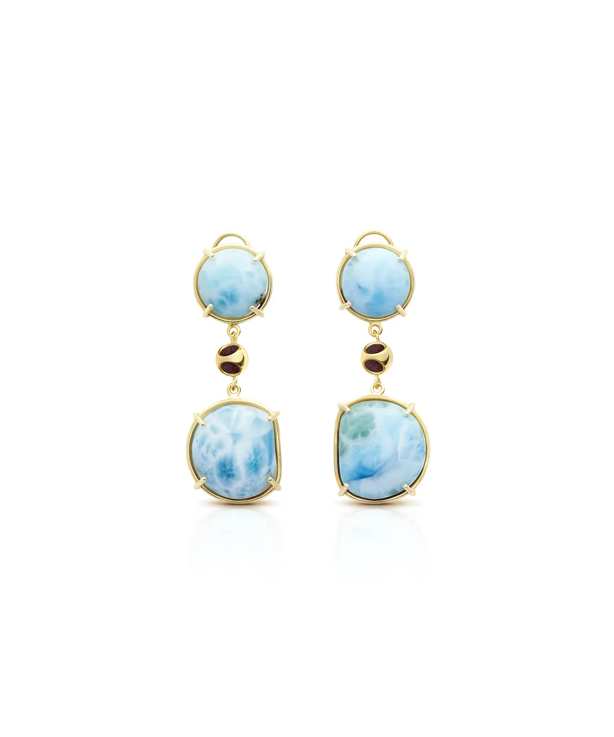 MVHUR-A22-GBB-Cauni-Larimar-Earrings-Gold Burgundy Cauni Larimar Earrings - Image 1